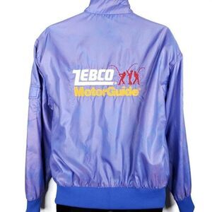 Zebco Quantum Fishing Cafe Racer Jacket Vintage 80s 90s MotorGuide Iridescent